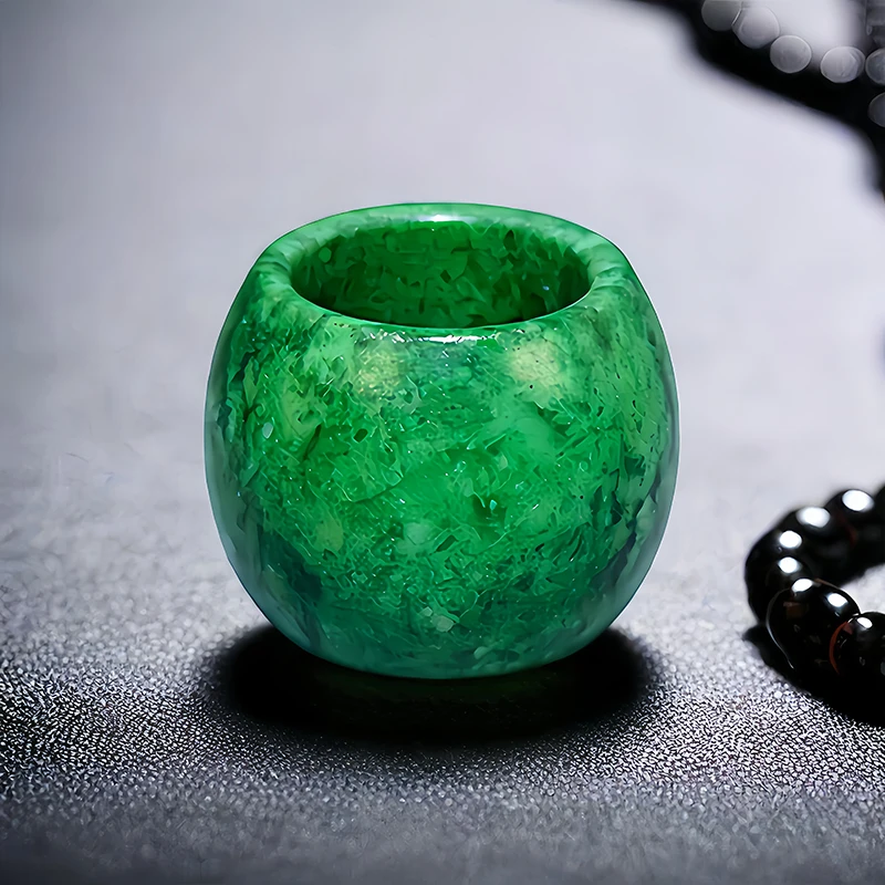 Vintage Fashion Rings - 22mm Green Real Jade Rings for