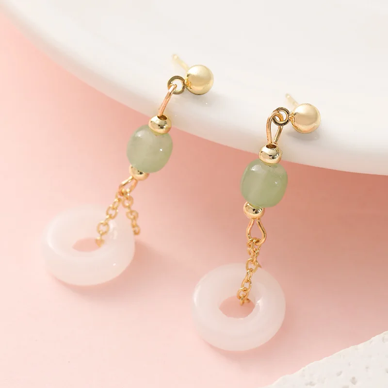 Vintage Fashion Rings - Natural Real Jade Ring Earrings Stone