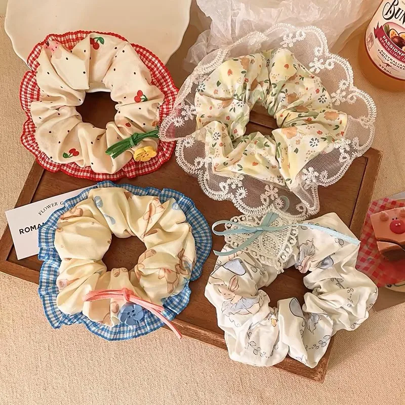 Lace Check Bow Hair Ring Femal - огляд і ціна Vintage Fashion Rings